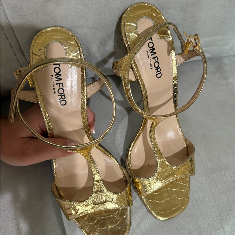 Tom Ford Gold Strappy Heels